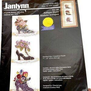 Janlynn Cross Stitch #26-100 Antique Shoes 7" x 22"